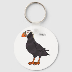 Tecknad av tuftad puffin-fågel nyckelring