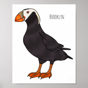 Tecknad av tuftad puffin-fågel poster