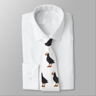 Tecknad av tuftad puffin-fågel slips