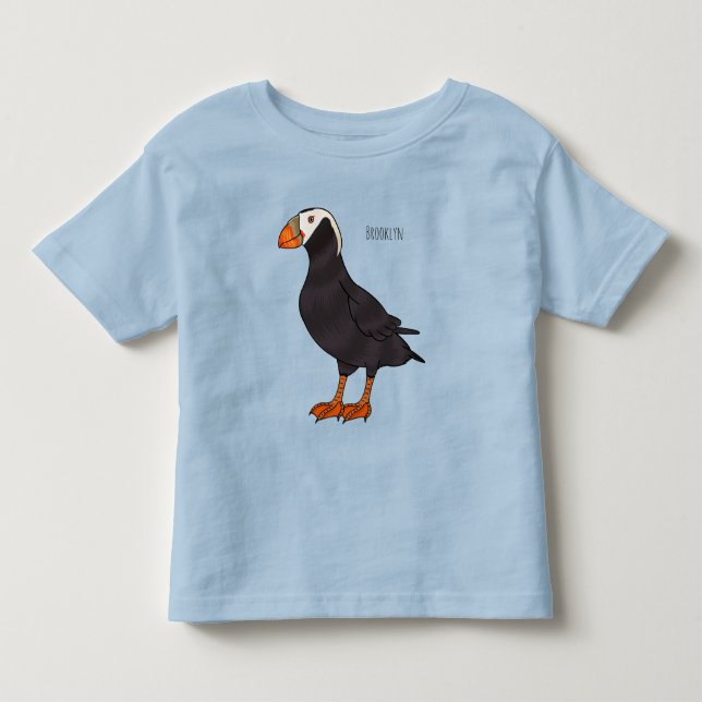 Tecknad av tuftad puffin-fågel t shirt (Framsida)