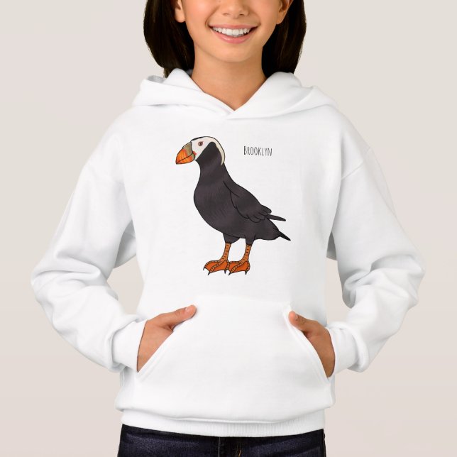 Tecknad av tuftad puffin-fågel t shirt (Framsida)