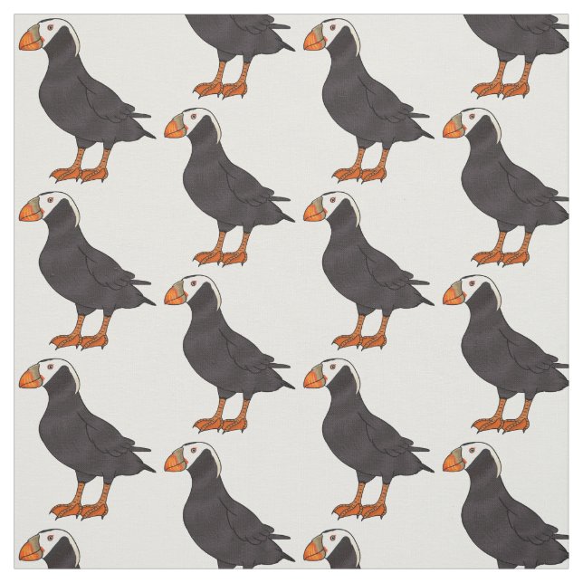 Tecknad av tuftad puffin-fågel tyg (Provkarta)
