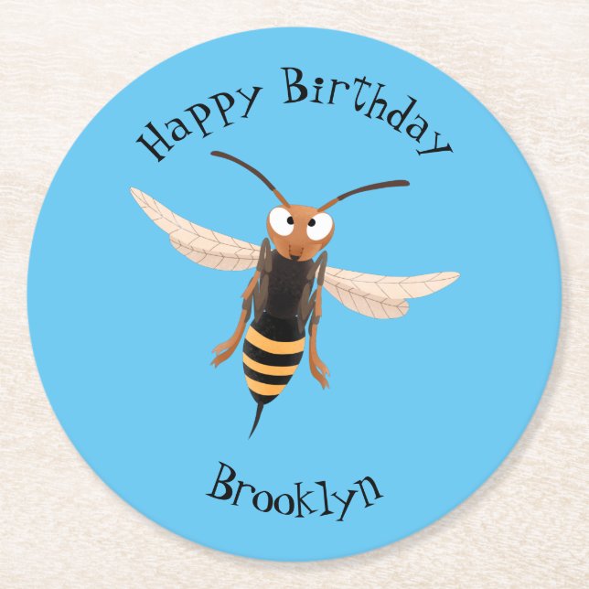 Tecknad av tvätthornet i arg underlägg papper rund (Framsidan)