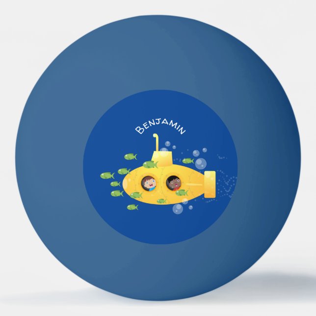 Tecknad av undervattensfisk av akut gult pingisboll (Framsidan)