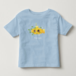 Tecknad av undervattensfisk av akut gult t shirt