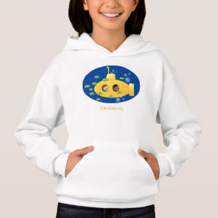 Tecknad av undervattensfisk av akut gult t shirt