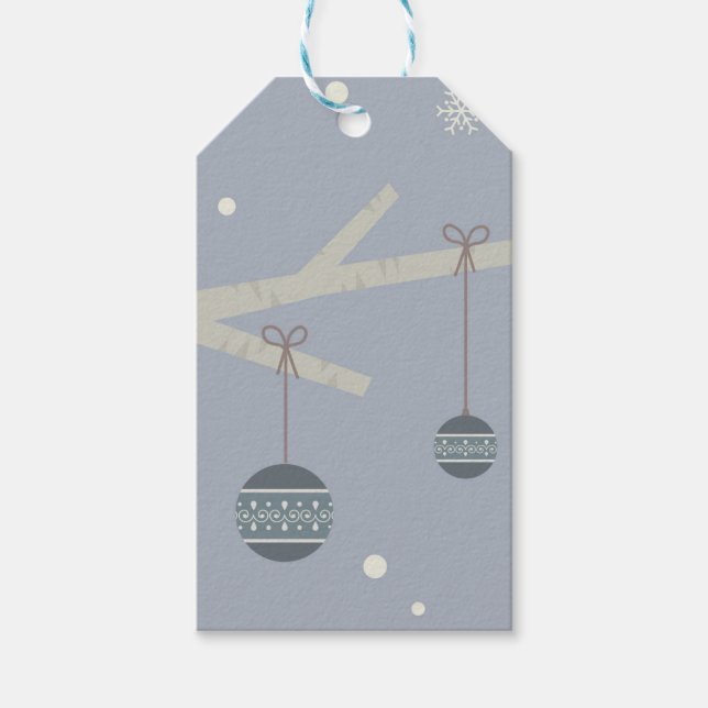 Tecknad av vinterskogar (träd) (strupfåglar) (Vint Presentetikett (Framsidan)