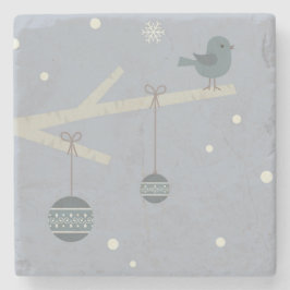 Tecknad av vinterskogar (träd) (strupfåglar) (Vint Stenunderlägg