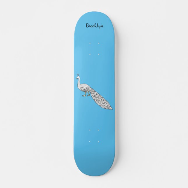 Tecknad av vit fågel mini skateboard bräda 18,5 cm (Framsida)