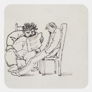 Tecknad av William Morris (1834-96) läs- poesi Fyrkantigt Klistermärke