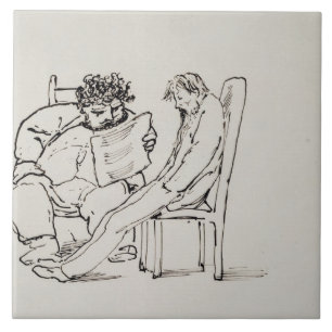 Tecknad av William Morris (1834-96) läs- poesi Kakelplatta