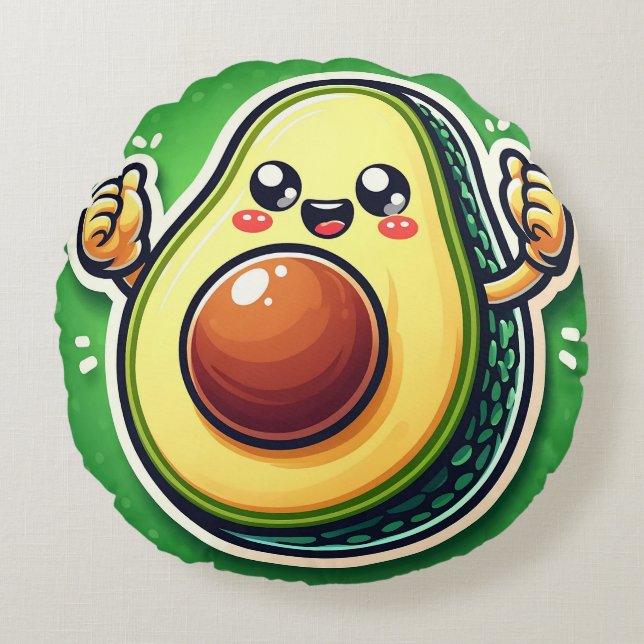 Tecknad Avocado halv runda Pillow - vismiskt Rund Kudde (Framsidan)