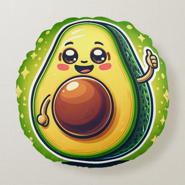 Tecknad Avocado halv runda Pillow - vismiskt Rund Kudde (Framsidan)