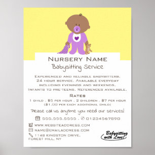Tecknad Baby & Bear, Babyvvakt, Daycare, Nursery Poster