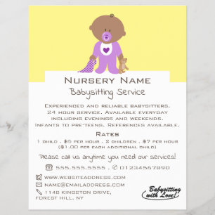 Tecknad Baby & Bear, barnvakt, daghem, Nursery Reklamblad