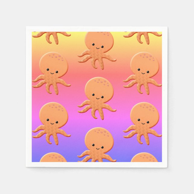 Tecknad Baby Octopus Napkins Pappersservett (Framsidan)
