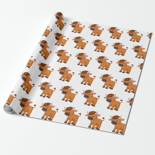 Tecknad baby ox presentpapper (Utrullad)