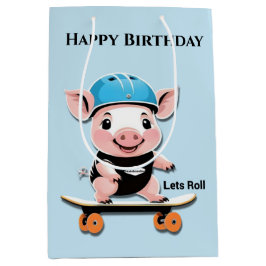 Tecknad Baby Pig Skateboarding Lets Roll.