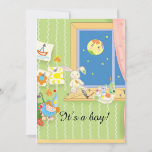 Tecknad baby shower-kort inbjudningar