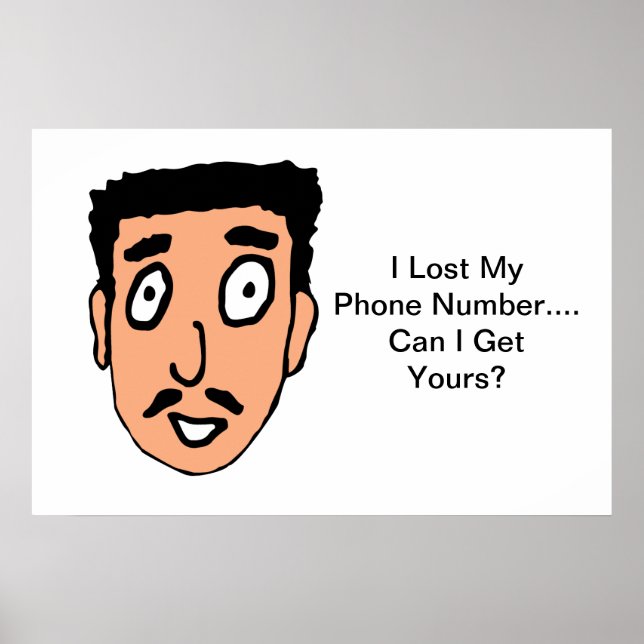 Tecknad Bad Plocka up Line Slimy Mustache Guy Poster (Framsidan)