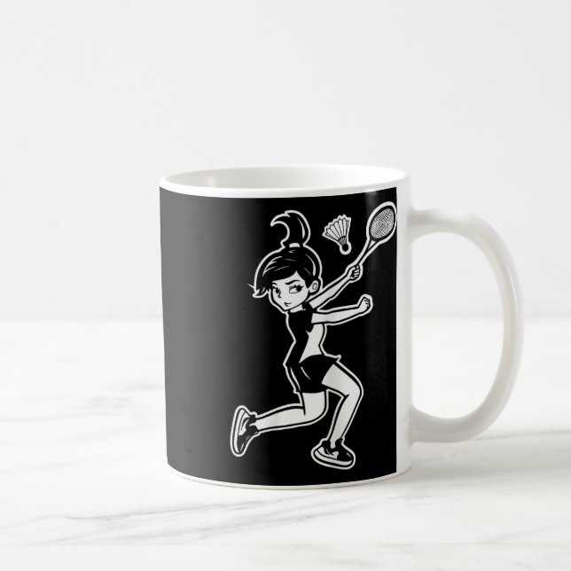 Tecknad Badminton Woman Shuttle Player Kaffemugg (Höger)