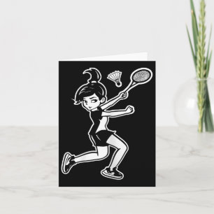 Tecknad Badminton Woman Shuttle Player Kort