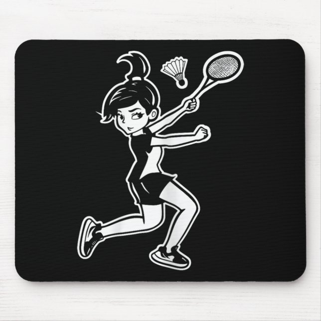 Tecknad Badminton Woman Shuttle Player Musmatta (Framsidan)