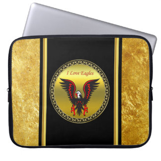 Tecknad Band Svart och rödörn med guld-folie Laptop Sleeve