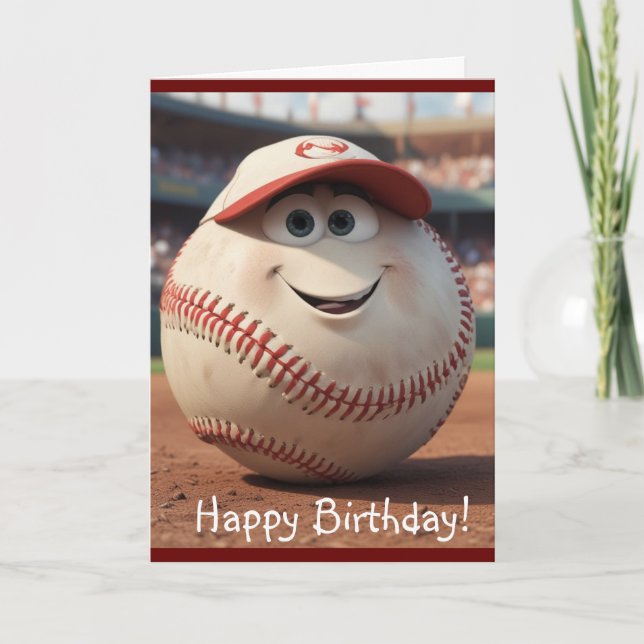 Tecknad Baseball Birthday Card Tack Kort (Framsida)