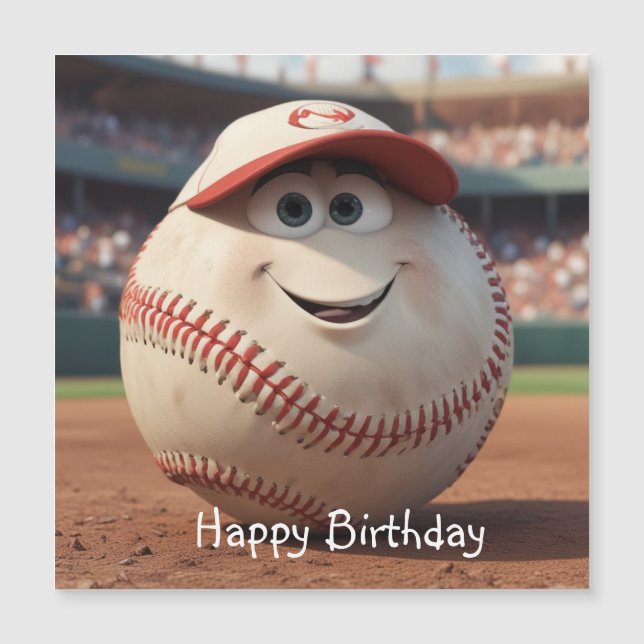 Tecknad Baseball Magnetic Birthday Card (Framsida)