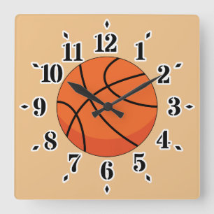 Tecknad Basketball Boll Fyrkantig Klocka
