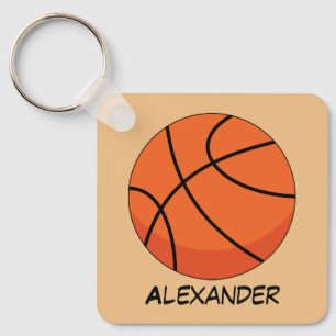 Tecknad Basketball Boll Lägg till Namn Nyckelring