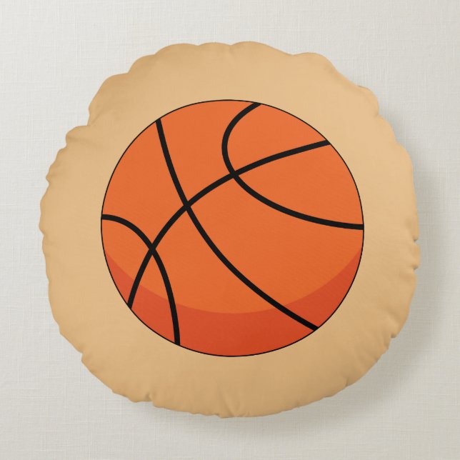 Tecknad Basketball Boll Rund Kudde (Framsidan)