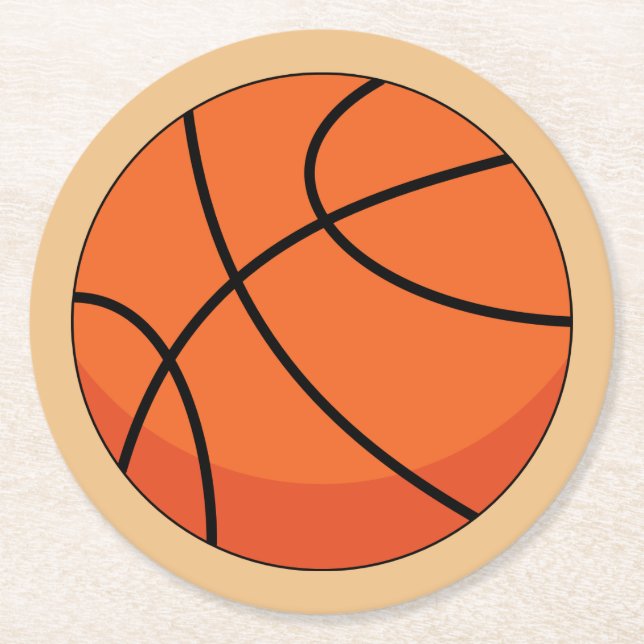 Tecknad Basketball Boll Underlägg Papper Rund (Framsidan)