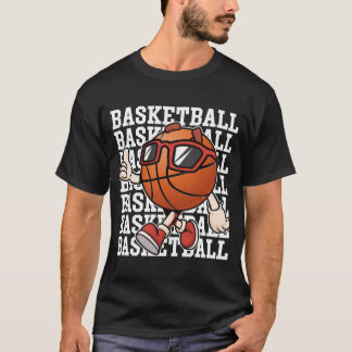 Tecknad Basketboll med solglasögon Thumbs Up Sport T Shirt