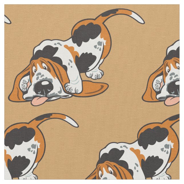 tecknad Basset Hound Fabric Tyg (Närbild)
