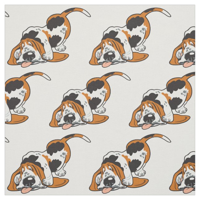 tecknad Basset Hound Tyg (Provkarta)
