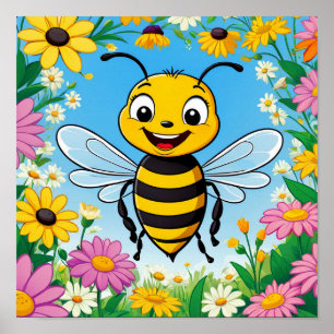 Tecknad Be Colorful Flowers Poster