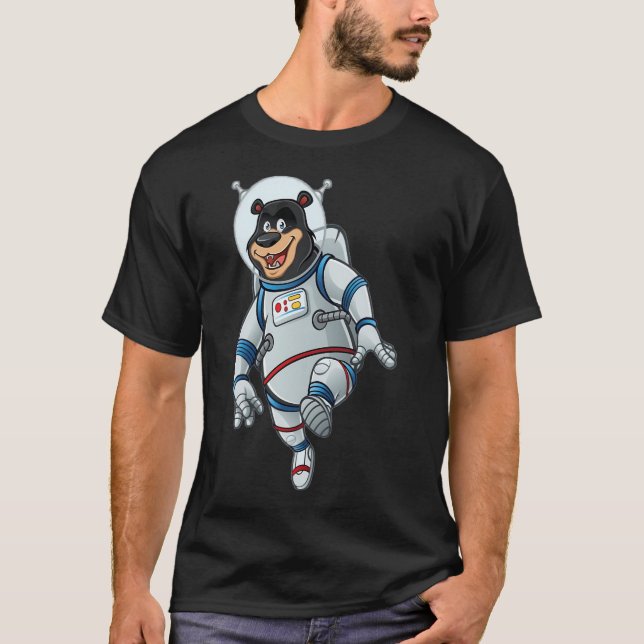 Tecknad Bear Astronaut. T Shirt (Framsida)