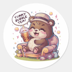 Tecknad Bear: Mysigt, Kawaii Vibes Runt Klistermärke