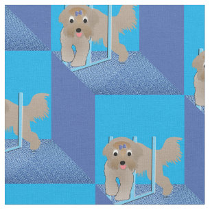 Tecknad Bearded Collie v2 Weaves Tyg