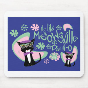 Tecknad Beatnik Character Fifties Cat Slogan Musmatta