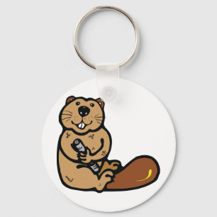 Tecknad Beaver för Internationell Beaver-dagen Nyckelring