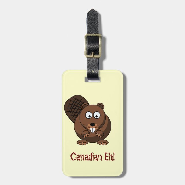 Tecknad Beaver Luggage Tag Bagagebricka (Vertikal Framsida)