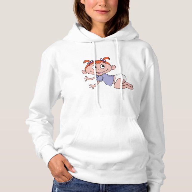 Tecknad bebis flicka kryper rött hår lila slingor t shirt (Framsida)