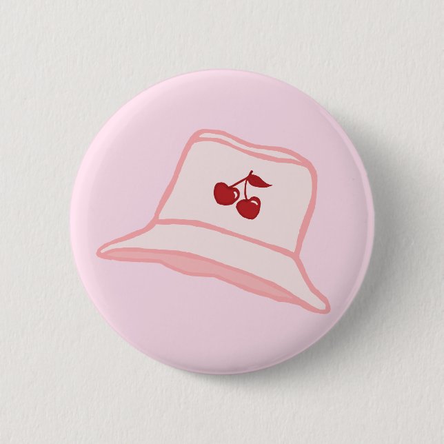 Tecknad Bebis Rosa Coquette Körsbärs Hinkhatt  Knapp (Framsida)
