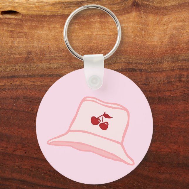 Tecknad Bebis Rosa Coquette Körsbärs Hinkhatt  Nyckelring (Framsida)