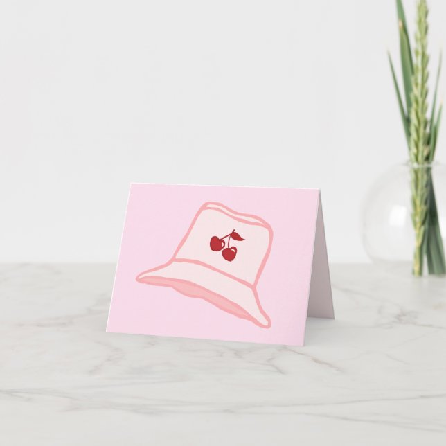 Tecknad Bebis Rosa Coquette Körsbärs Hinkhatt  Tack Kort (Framsida)