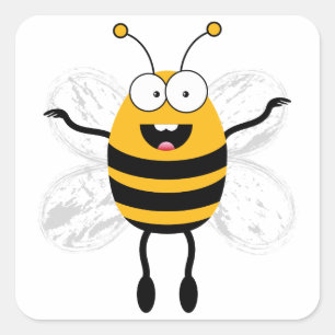 Tecknad Bee Fyrkantigt Klistermärke