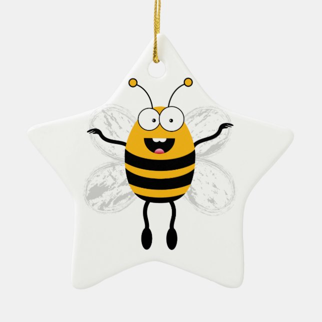 Tecknad Bee Julgransprydnad Keramik (Framsidan)